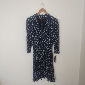 French Connection Floral V-Neck Midi Dress Women's Size 4 Business Casual Modest